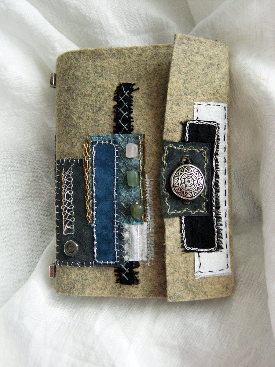 Wool Felt Embroidered Journal - Artist Book
