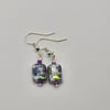 White alabaster rectangle czech glass earrings