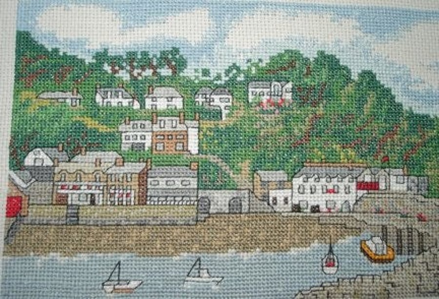 Clovelly Harbour in Devon cross stitch kit