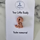 Handmade Dino Buddy dusky pink glitter  badge - Gift for yourself or a loved one