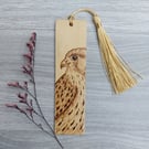 Kestrel Pyrography Wooden Bookmark. Nature Lovers Letterbox Gift