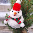 Festive pom pom snowman Christmas tree decoration (yarn, wool)