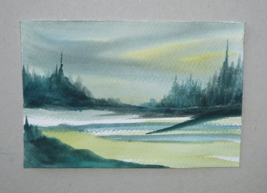 original art landscape mini painting ( ref FA 11 P6 )