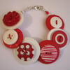 Red and white button bracelet 