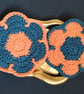 Flower coaster set - orange & navy  - Image 1