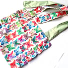 BUTTERFLIES theme, multicoloured, MEDIUM lined shoulder bag with side Ruffles