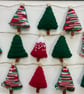 Festive Christmas tree knitted bunting (5 trees per set) - Image 2