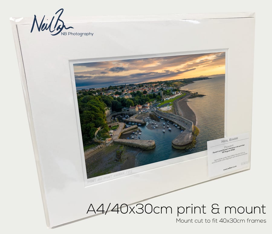 Dysart & Dysart Harbour, East Neuk of Fife - A4 (40x30cm) Unframed Print