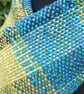 Handwoven Wool, Alpaca, Silk & Bamboo Scarf in Blues and Pale Green - Image 5
