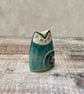 Small Cat Vase, handmade blue green mini cat pot - Image 2