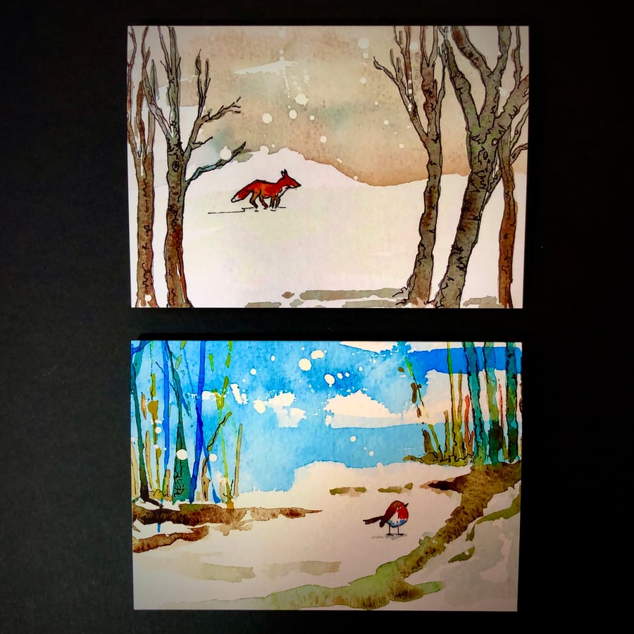 ROBIN IN THE WOOD & FOX IN THE SNOW 6 CARD PACK