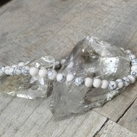 White Turquoise beaded anklet  26.5cm