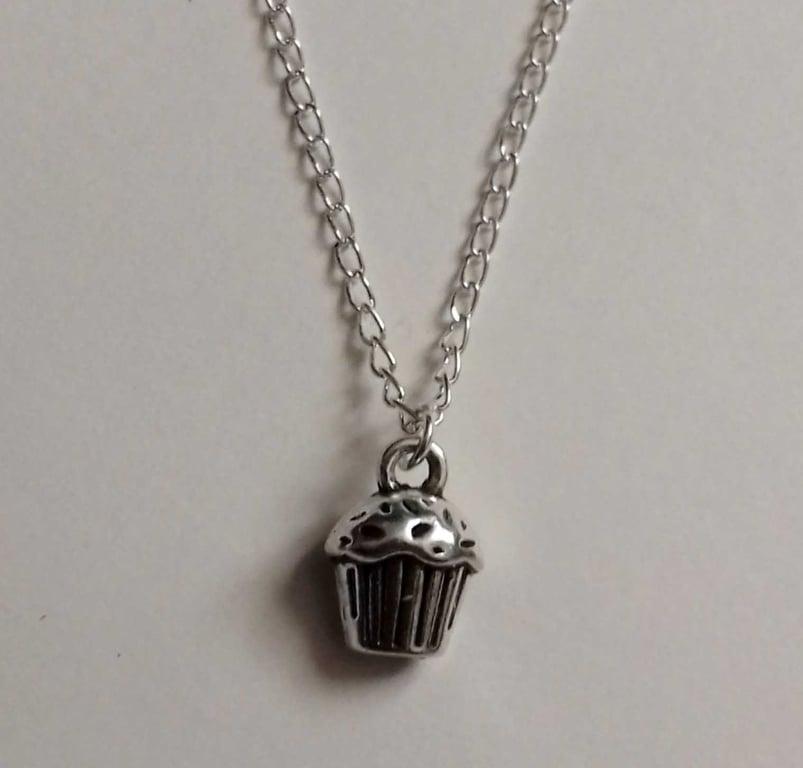 Silver Plate Cupcake Necklace