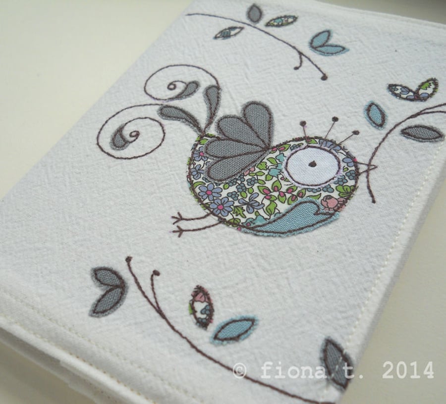 embroidered bird notebook