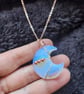 Opalite Moon Rose Gold wire wrap pendant 