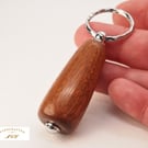 Reclaimed Mahogany Keyring Recycled Wood 'Chrome' Detail