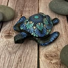 Blue Turtle Mandala Rock Art Stone Acrylic Art Painting Hand Painted Unique