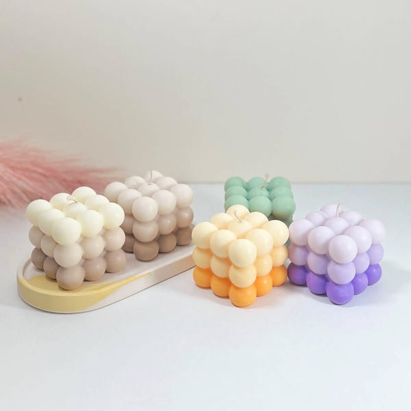 Ombre Bubble Candles - Gradient Pastel Cube Candles - Colourful Bobble Candle