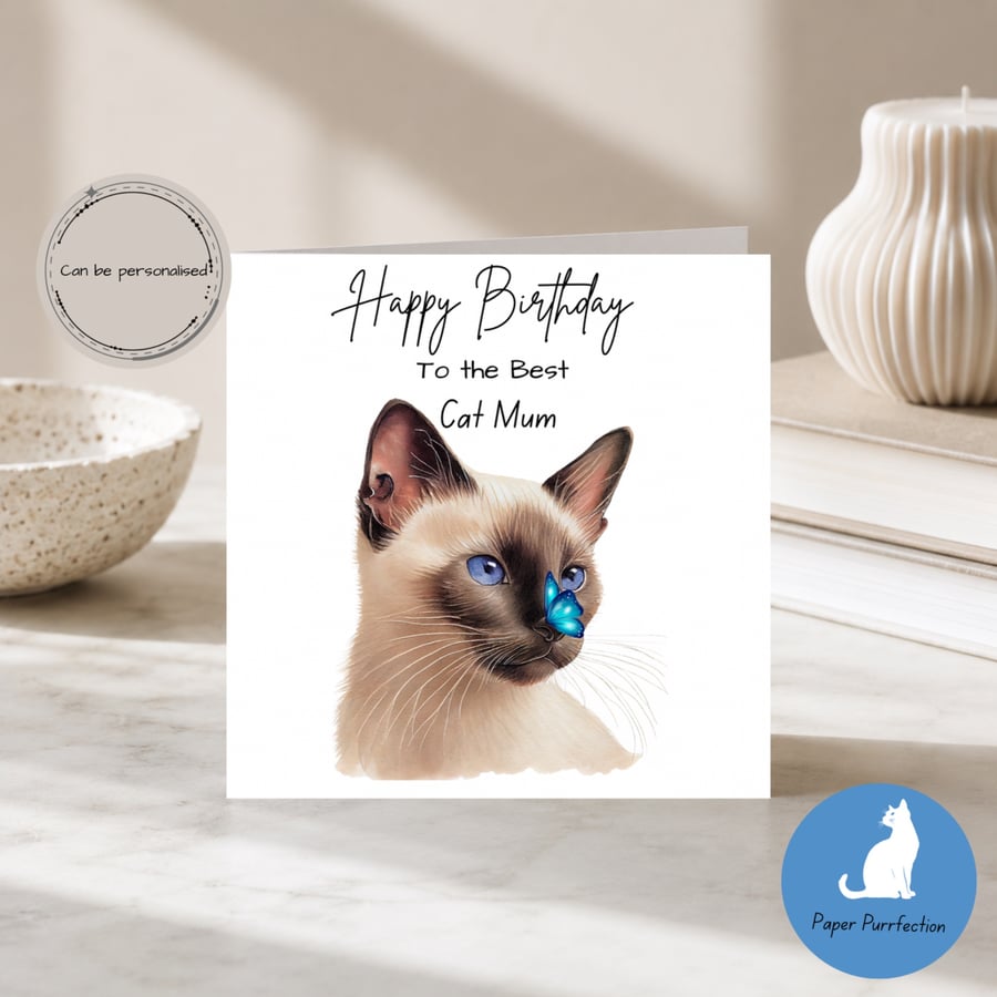 Best Cat Mum Happy Birthday Card 
