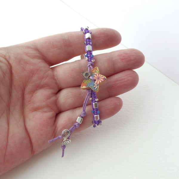 Purple & Silver Shamballa Bracelet