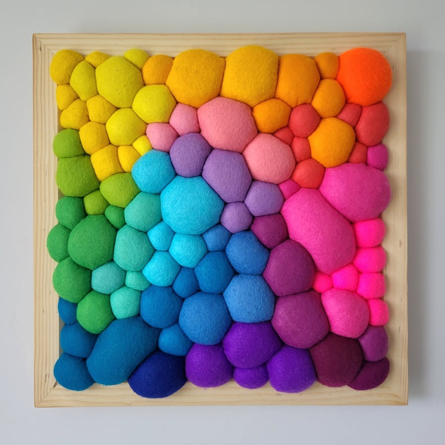 Bright Rainbow Felt Wall Art - Abstract Tactile Blobs