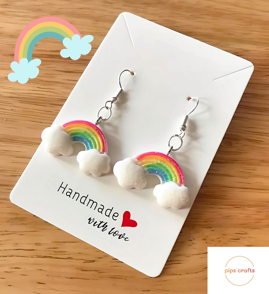 Quirky Fun Rainbow Earrings 925 Silver Folksy