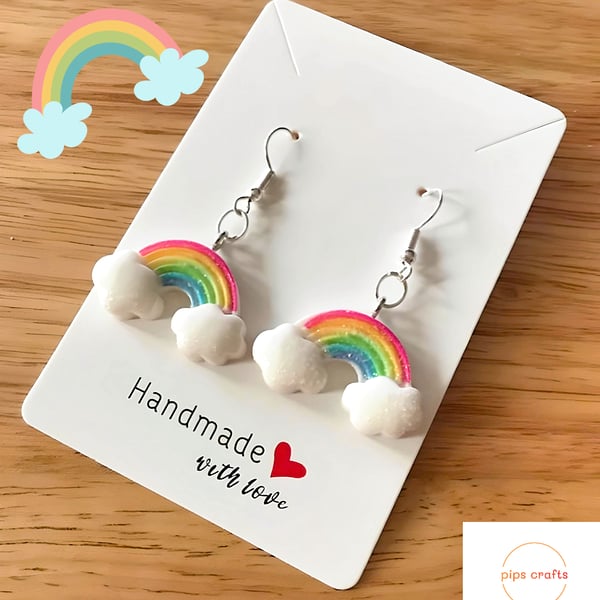 Quirky & Fun Rainbow Earrings - 925 Silver Hooks, Pride Jewellery