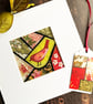 Mosaic-style fabric bird picture, textile art, textile bird, gift for bird lover