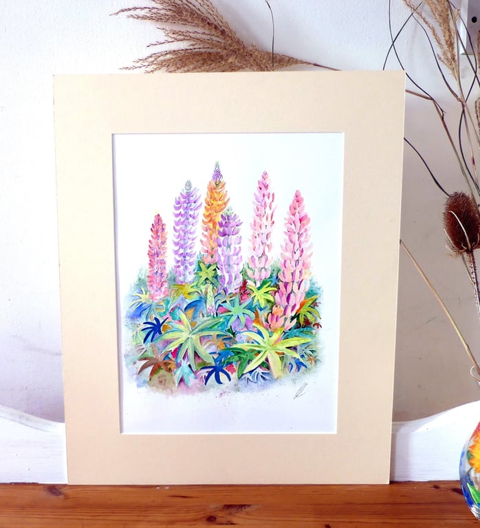 Lupin Flower Watercolour.Original Painting