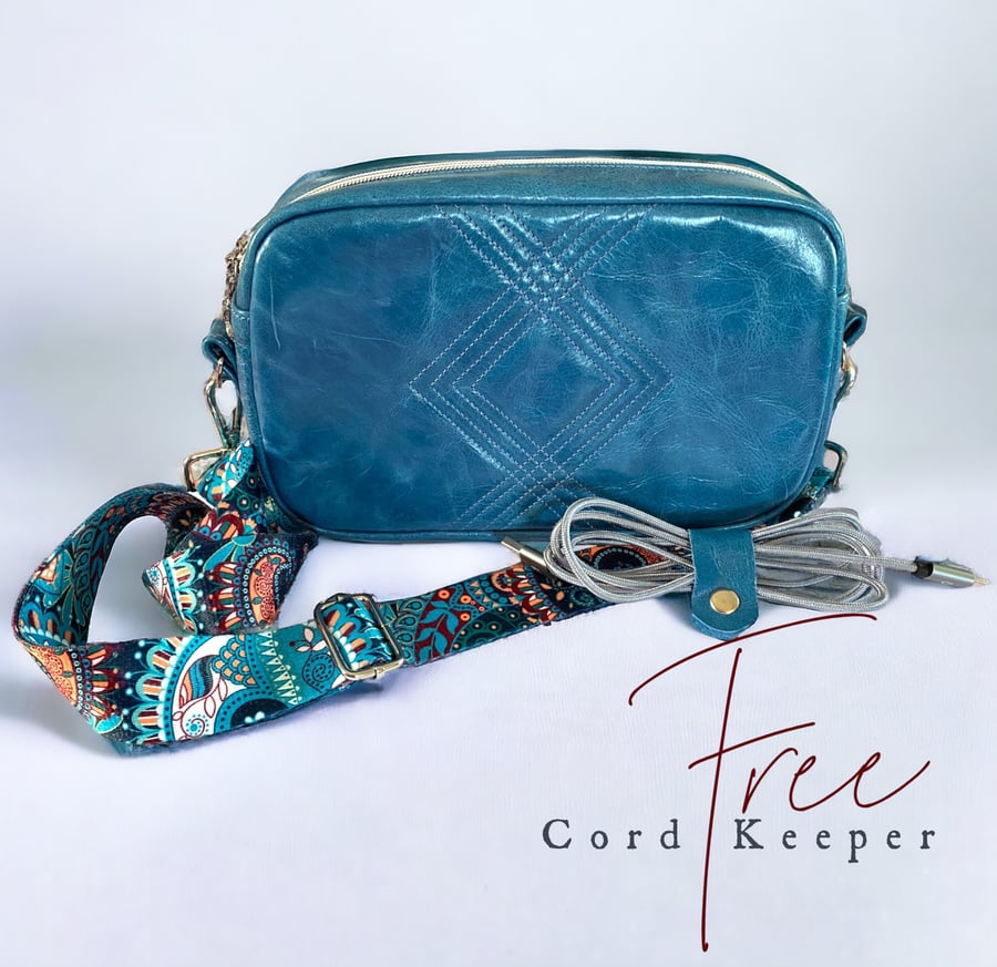 Crossbody Bag - Sling Bag - Leather Crossbody Bag - Handmade Handbag - Blue