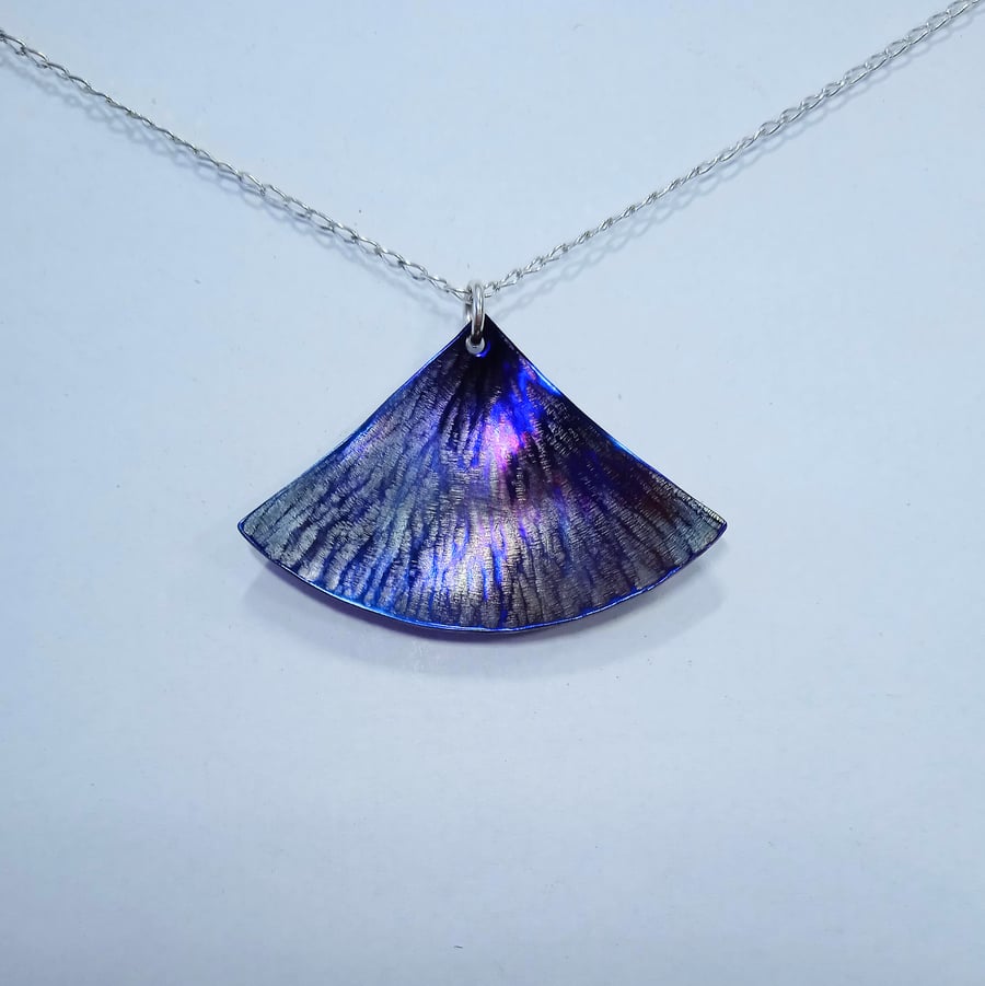  Handmade Coloured Titanium Fan Shaped Pendant  - UK Free Post
