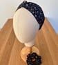 Cotton scrunchie hair accessory in navy with delicate floral print - Image 2