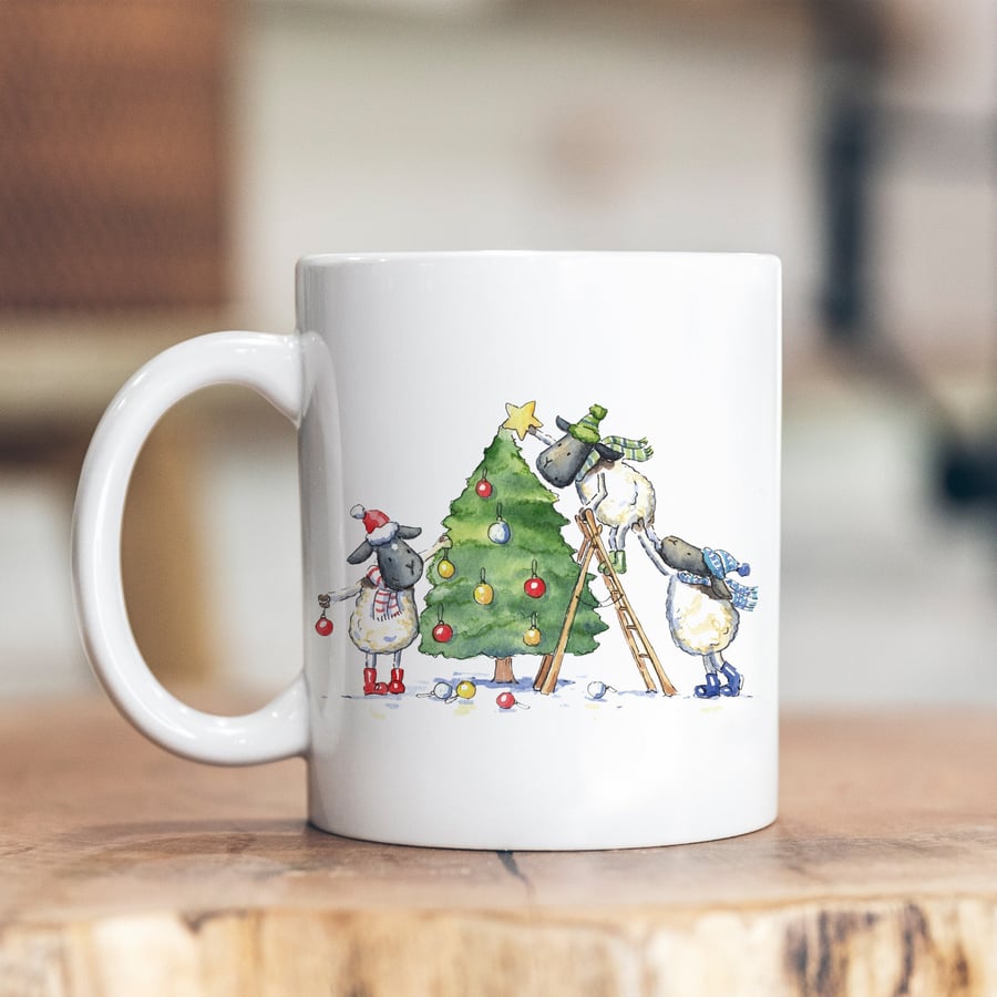 Sheepies Christmas Tree Ceramic Mug