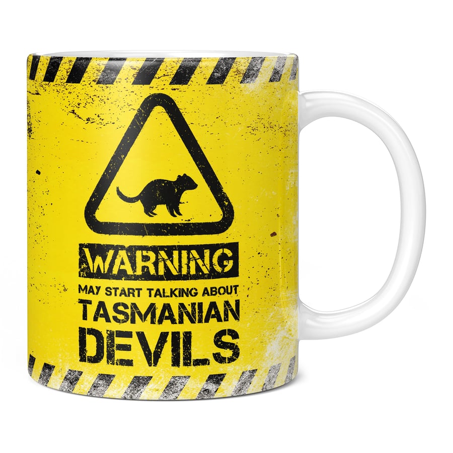 Warning May Start Talking About Tasmanian Devils 11oz Coffee Mug Cup - Perfect B