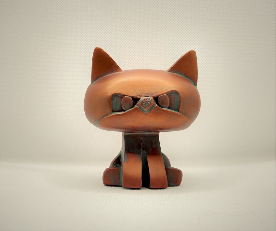 George the Cat Copper Toned Feline Ornament