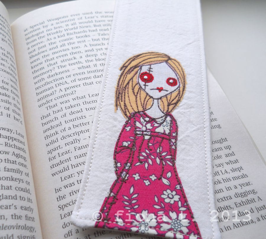 embroidered zombie bookmark