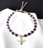 Amethyst & Silver Bee Charm Bracelet, Faceted Gemstone with Adjustable Clasp - Image 6