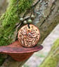 Shaggy Ink caps pyrography pendant. Rustic fungi branch slice necklace.  - Image 2