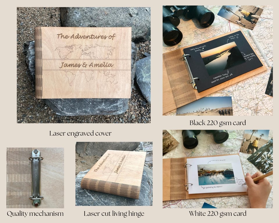 Personalised Wooden Adventure Scrapbook – Handmade in Devon