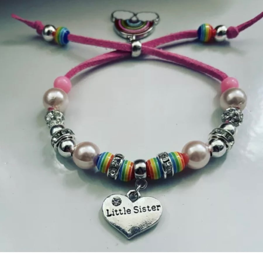 Little sister suede effect corded bracelet fits both adults and children 