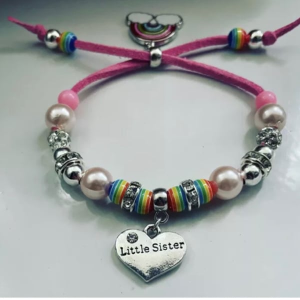 Little sister suede effect corded bracelet fits both adults and children 