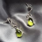 Sterling silver and green parrot jade earings 