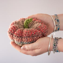 Cute crochet pumpkin decoration in premium acrylic yarn