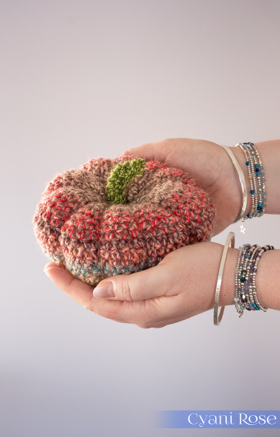Cute crochet pumpkin decoration in premium acrylic yarn