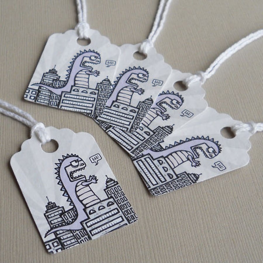 godzilla decorative gift tags