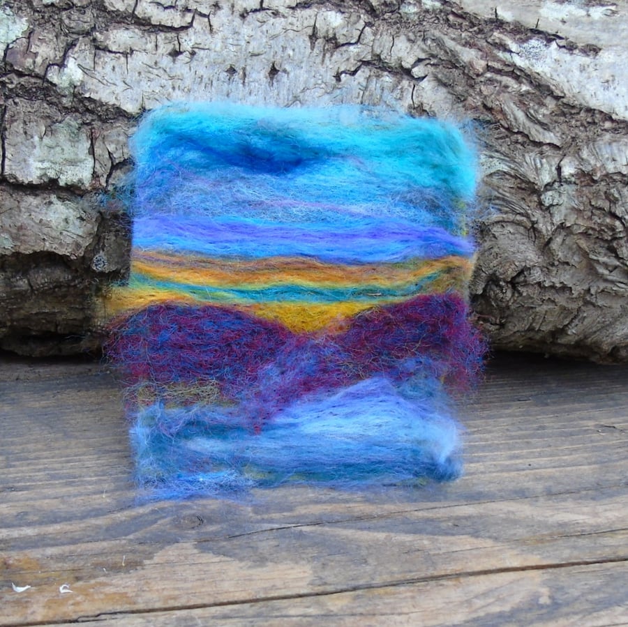Needle felted picture -t Sunrise 4 x 3.5 ins 