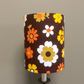 FUN 60s 70s  Hippy Sunny Daisy Brown VIntage fabric Lampshade