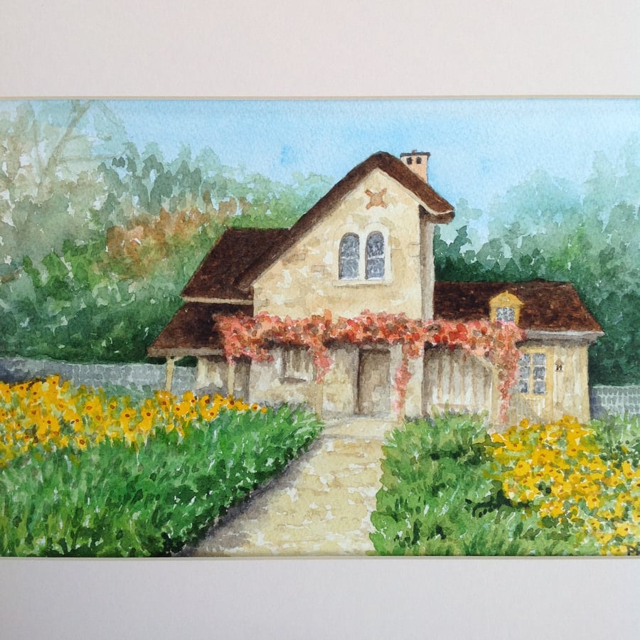 Moulin cottage, Versailles, original watercolour painting