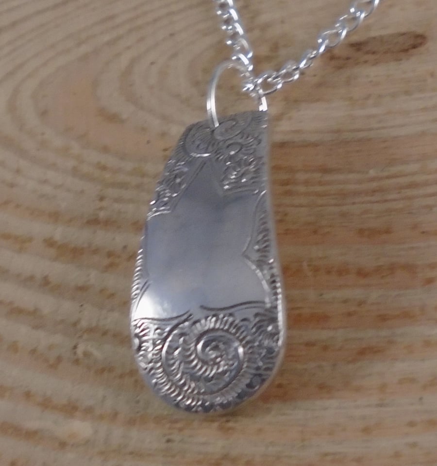 Upcycled Silver Plated Leaf Spoon Handle Necklace SPN091903