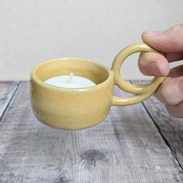 Perfectly imperfect yellow ceramic tealight holder